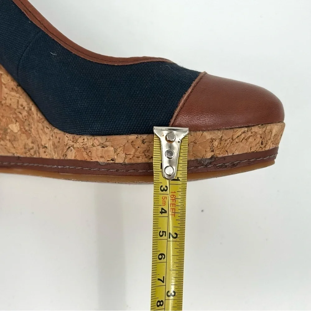 ANTONIO MELANI Blue/Brown/Cork Drew Wedge Sz 10